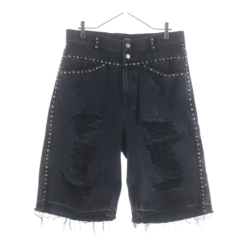 BREATH(ブレス) 25SS Suicide Studs Denim Shorts スタッズ装飾 ダメージ加工 デニムハーフパンツ ショーツ ブラック BR25SS-P1013