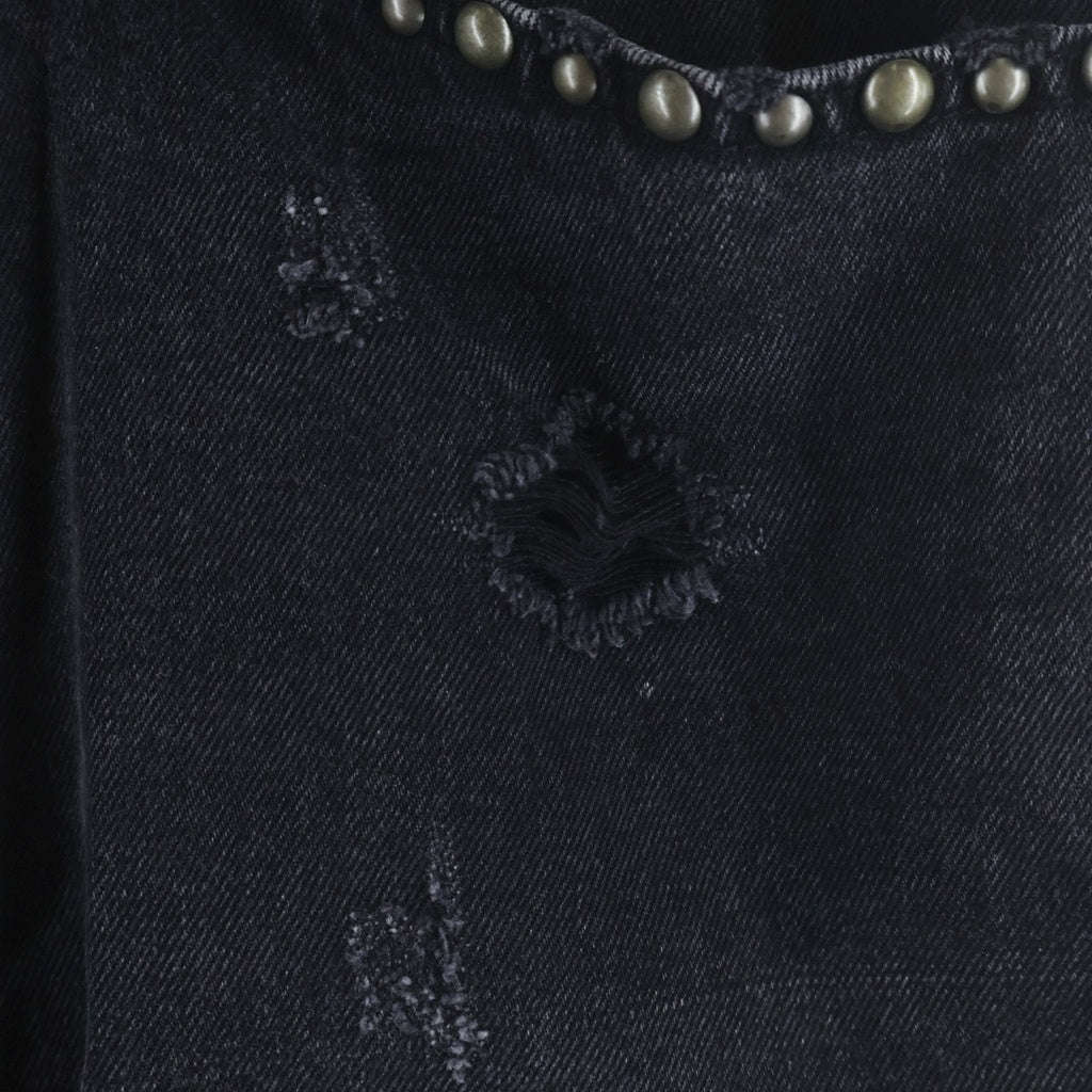 BREATH(ブレス) 25SS Suicide Studs Denim Shorts スタッズ装飾 ダメージ加工 デニムハーフパンツ ショーツ ブラック BR25SS-P1013
