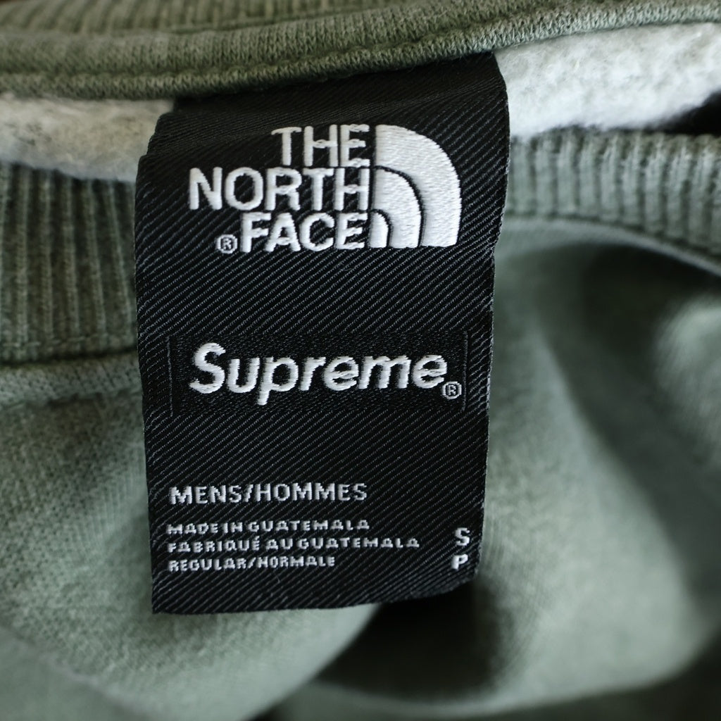 SUPREME(シュプリーム) 21SS ×THE NORTH FACE Pigment Printed Crewneck ノースフェイス ロゴ刺繍 クルーネックスウェットトレーナー カーキ NT12102I