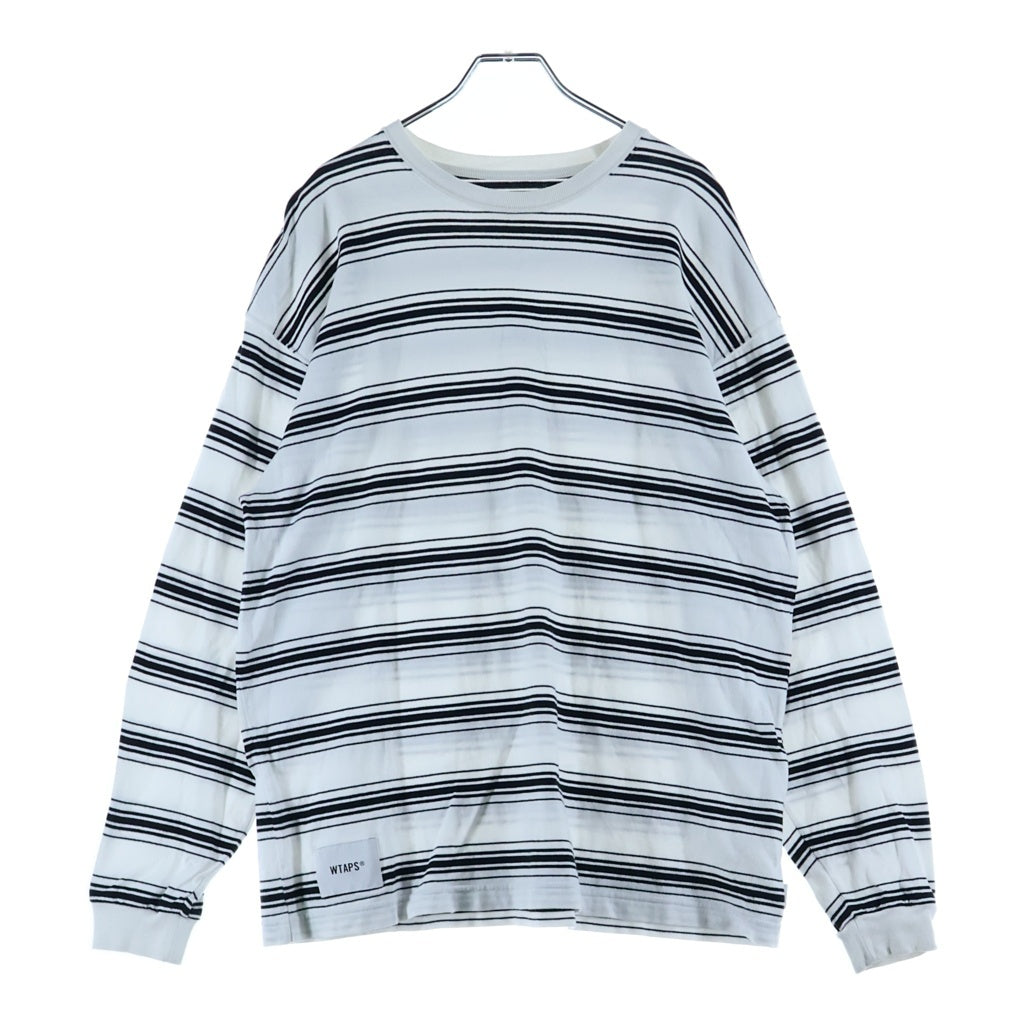 WTAPS(ダブルタップス) 22AW Bdy 01 / LS / Cotton. Textile ボーダー長袖Tシャツ ロンT ホワイト 222ATDT-CSM13