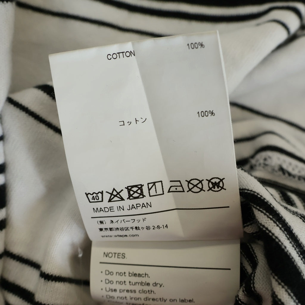 WTAPS(ダブルタップス) 22AW Bdy 01 / LS / Cotton. Textile ボーダー長袖Tシャツ ロンT ホワイト 222ATDT-CSM13