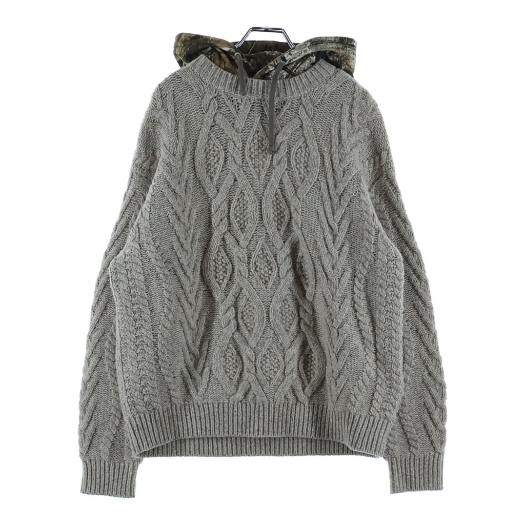SUPREME(シュプリーム) 25AW Cable Hooded Sweater ケーブルニット プルオーバーパーカー フーディー ベージュ