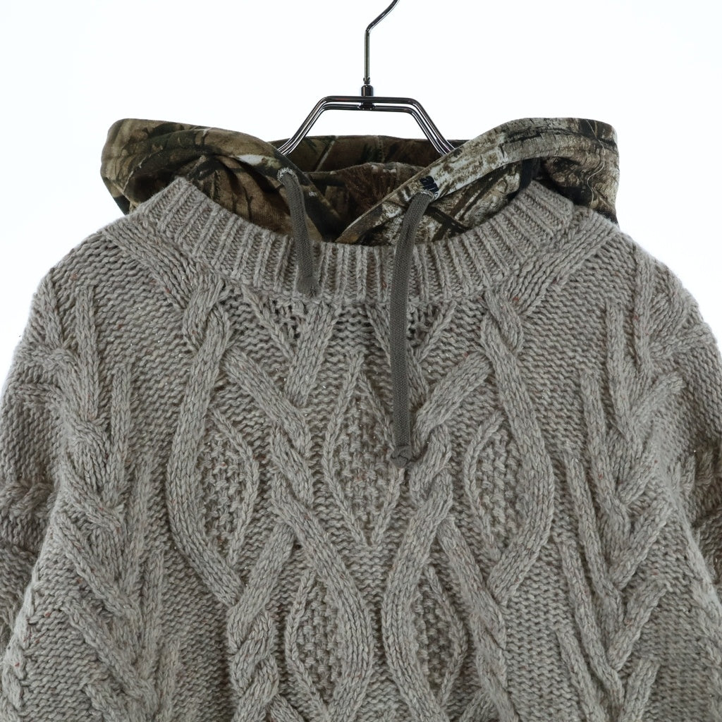 SUPREME(シュプリーム) 25AW Cable Hooded Sweater ケーブルニット プルオーバーパーカー フーディー ベージュ