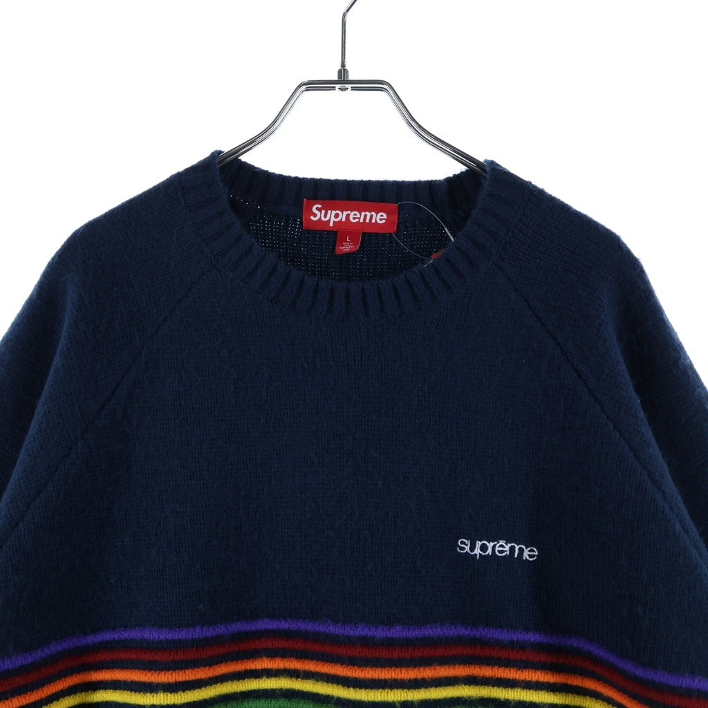 SUPREME(シュプリーム) 26SS Raised Stripe Sweater Navy レイズド ストライプ クルーネックニットセーター ネイビー