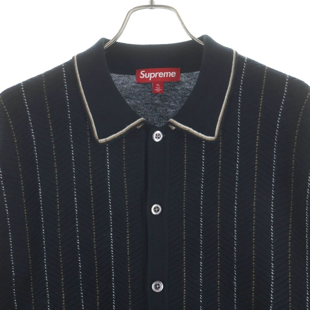 SUPREME(シュプリーム) 25SS Herringbone Cardigan Black ヘリンボーン ストライプカーディガン ブラック
