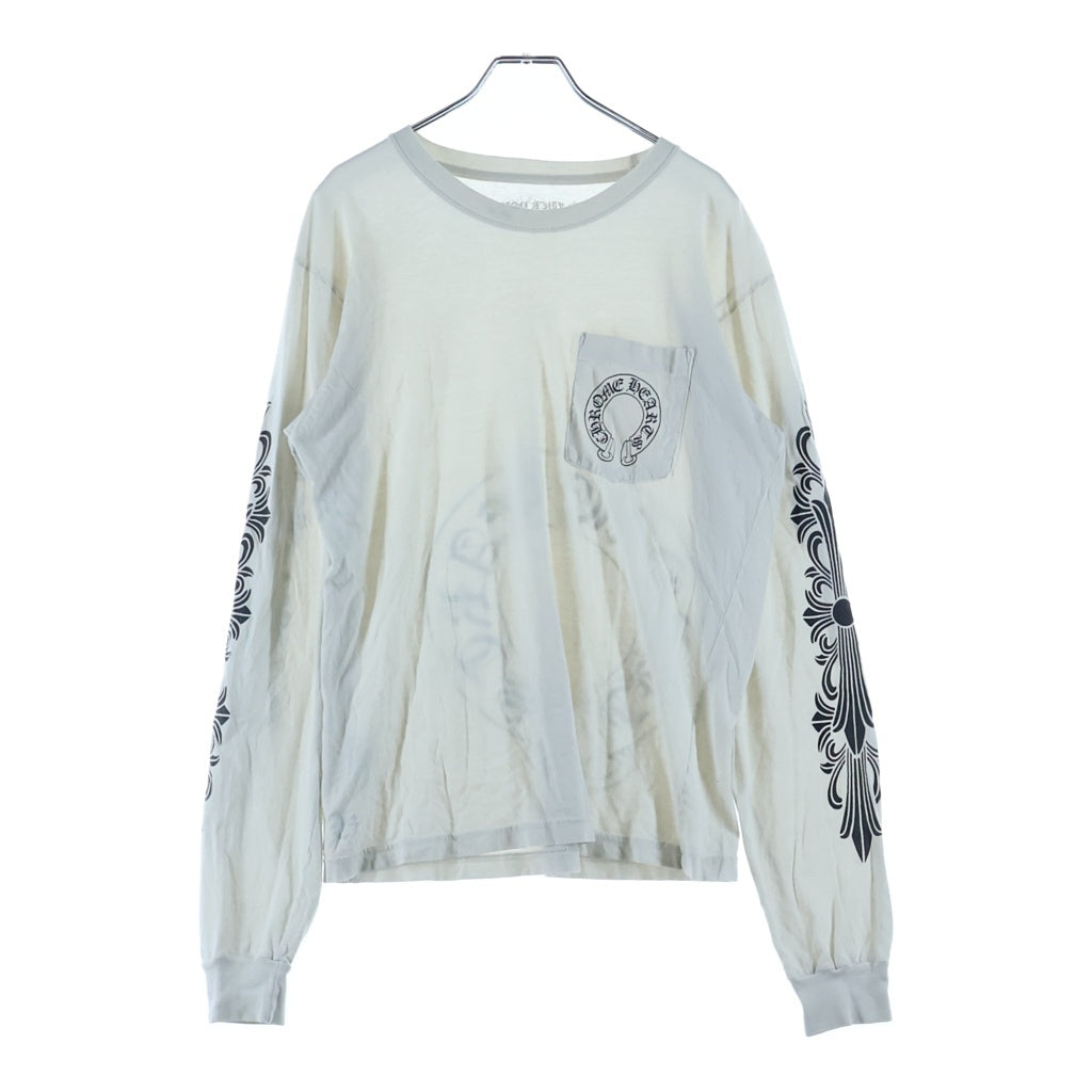 CHROME HEARTS(クロムハーツ) CH L/S T-SHIRT バックホースシュー アームフローラル 長袖Tシャツ ロンT ホワイト