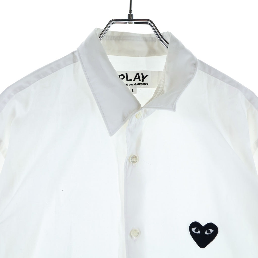 PLAY COMME des GARCONS(プレイコムデギャルソン) L/S Shirt ロゴ刺繍 長袖シャツ ホワイト AZ-B004
