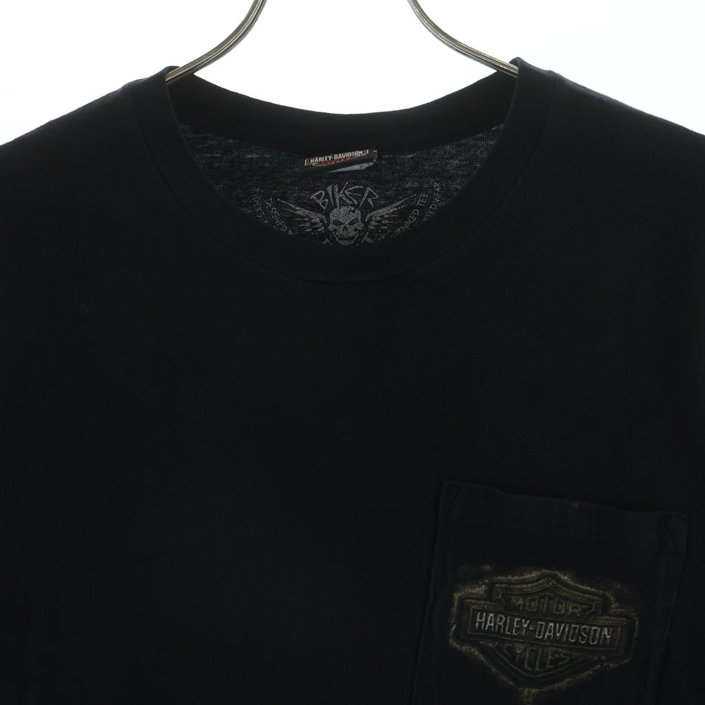 HARLEY DAVIDSON(ハーレーダビッドソン) BAR & SHIELD POCKET L/S TEE バーアンドシールド ロングスリーブ長袖ポケットTシャツ ブラック