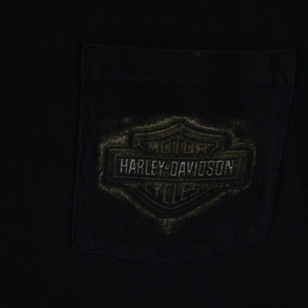 HARLEY DAVIDSON(ハーレーダビッドソン) BAR & SHIELD POCKET L/S TEE バーアンドシールド ロングスリーブ長袖ポケットTシャツ ブラック