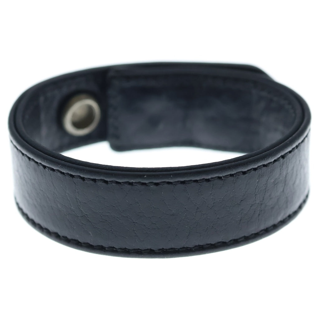 CHROME HEARTS(クロムハーツ) 3BTN 2SNP クロスボール 3ボタン2スナップ レザーブレスレット ブラック/シルバー BCA123