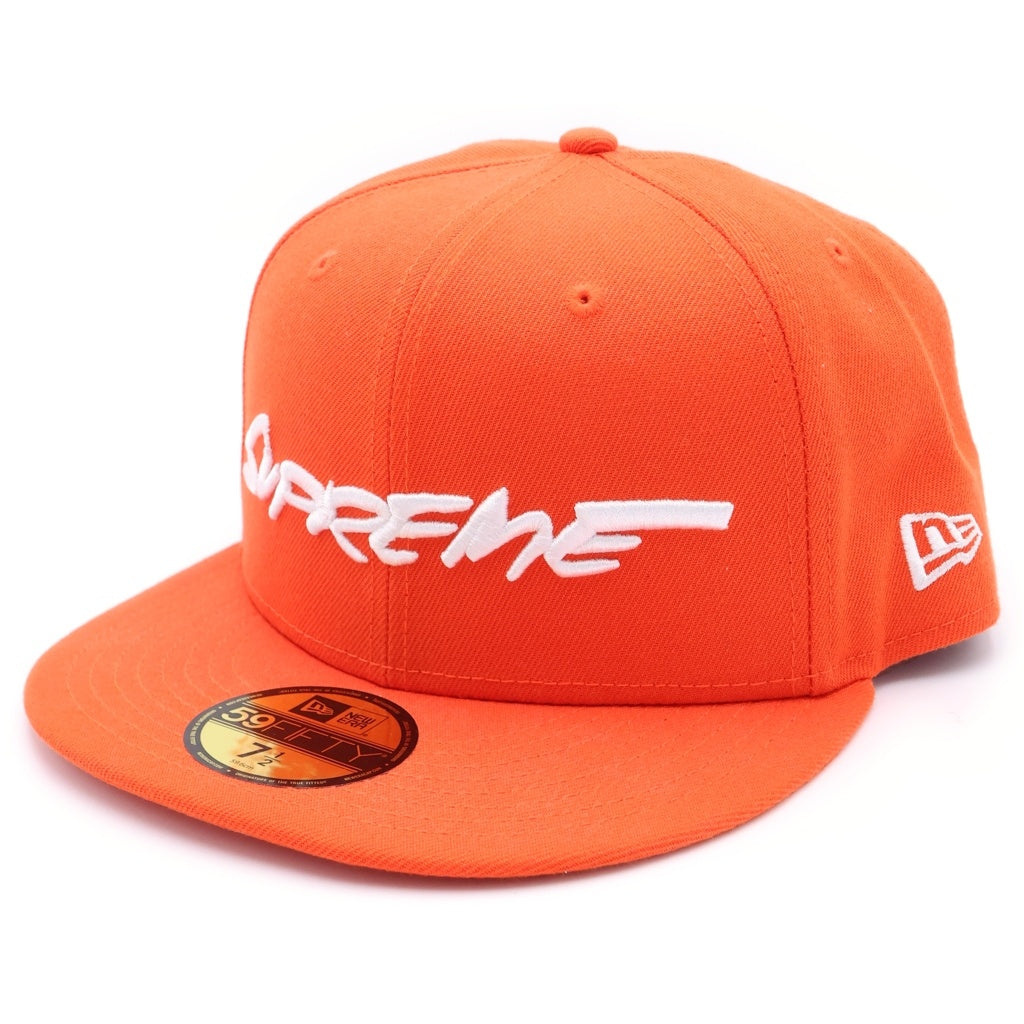 SUPREME(シュプリーム) 24SS×NEW ERA Futura Cap ニューエラ フーチュラ ロゴ刺繍 6パネル ベースボール キャップ 帽子 オレンジ