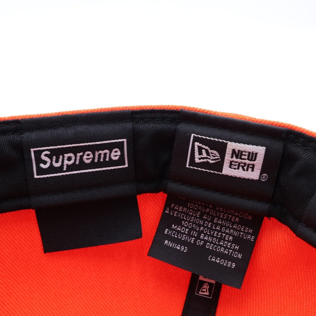 SUPREME(シュプリーム) 24SS×NEW ERA Futura Cap ニューエラ フーチュラ ロゴ刺繍 6パネル ベースボール キャップ 帽子 オレンジ