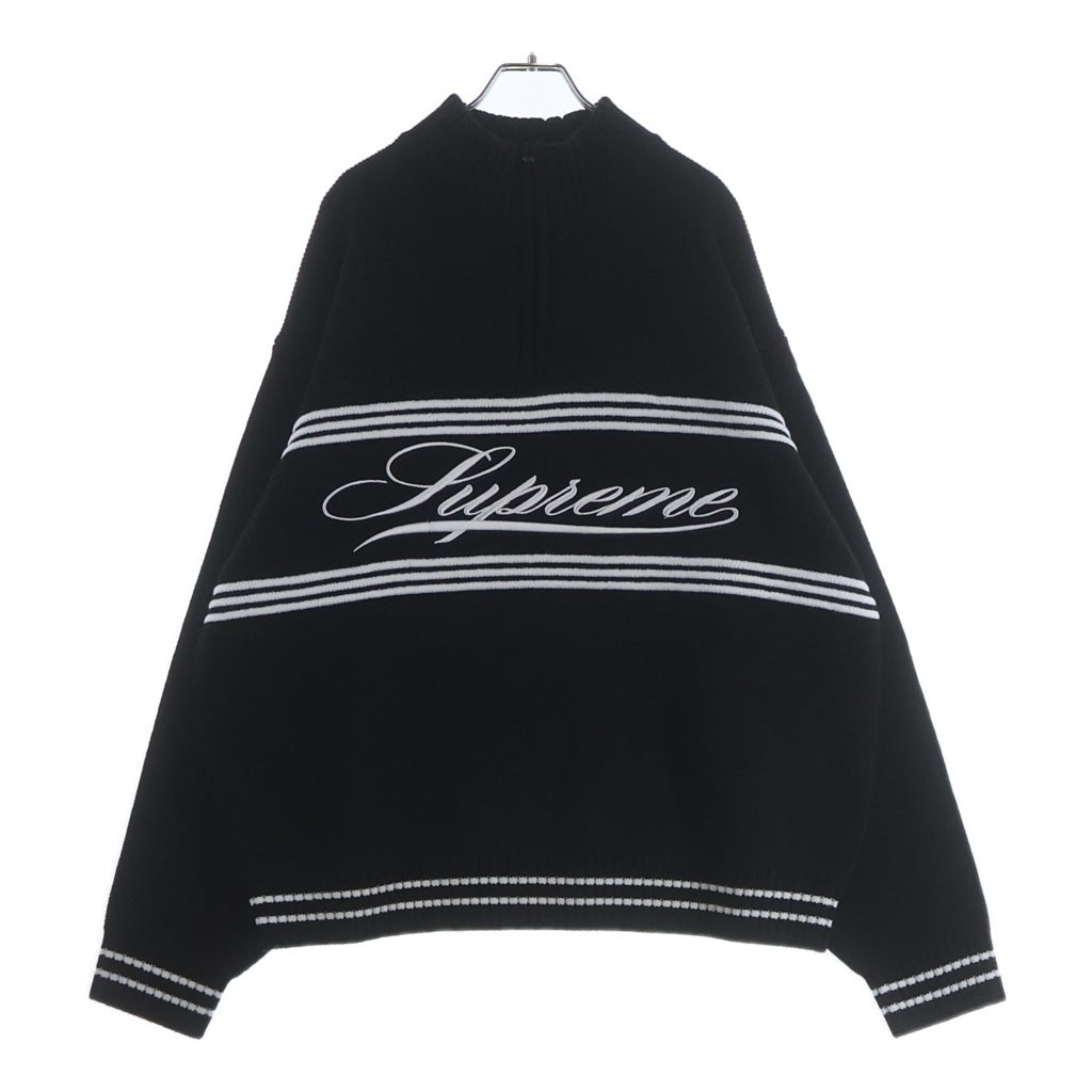 SUPREME(シュプリーム) 25AW Script Stripe Half Zip Sweater スクリプト ストライプ ハーフジップニット セーター ブラック