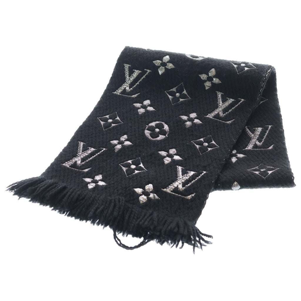 LOUIS VUITTON(ルイヴィトン) エシャルプ ロゴマニア モノグラム シルク混 ウールマフラー ストール ブラック M75833 レディース