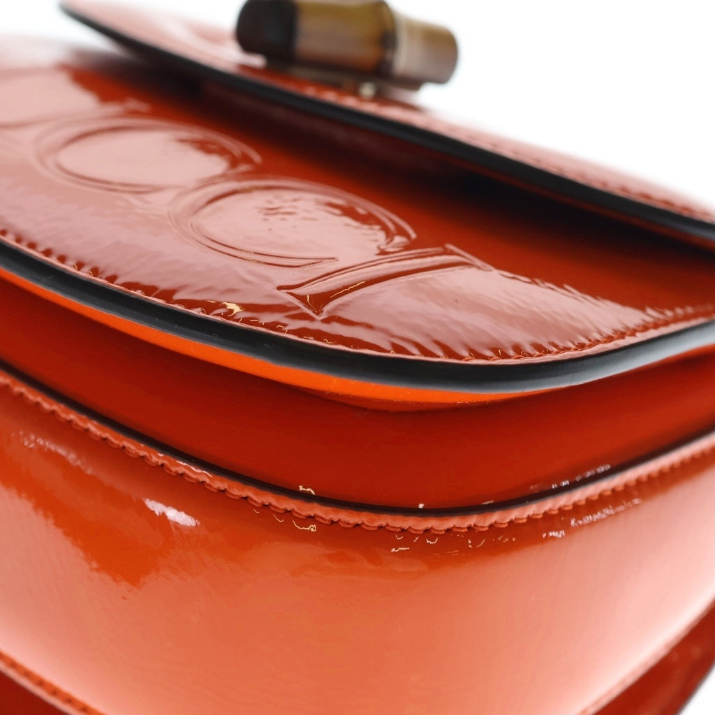 GUCCI(グッチ) Bamboo 1947 Mini Top Handle Bag Patent Leather バンブー パテントレザー ハンドバッグ ショルダーバッグ オレンジ 786482 レディース