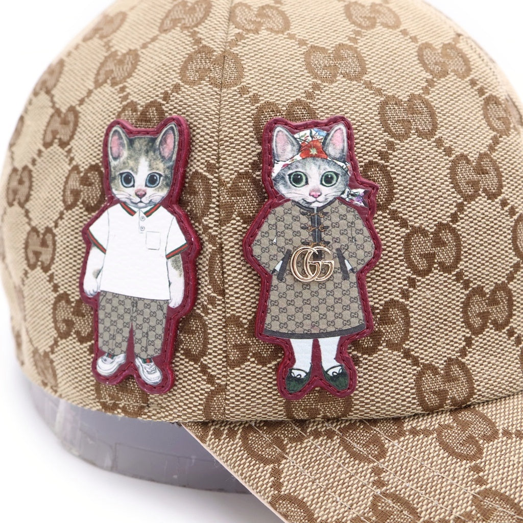 GUCCI(グッチ) 25SS ×Higuchi Yuko GG Canvas Cap ヒグチユウコ GGキャンバス ベースボールキャップ 帽子 ベージュ/ピンク 847862 3HBFT レディース