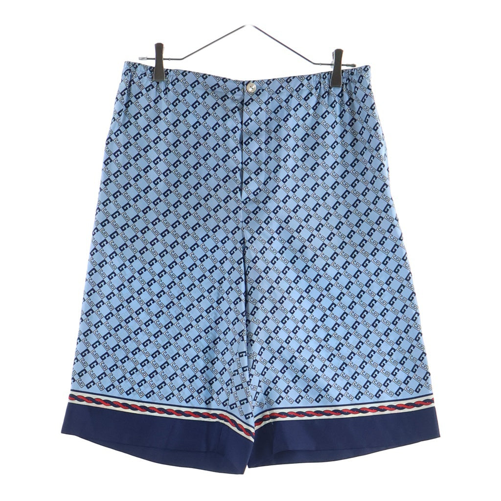 GUCCI(グッチ) Silk Shorts 総柄シルクショーツ ハーフパンツ ブルー 672698 ZAMZY