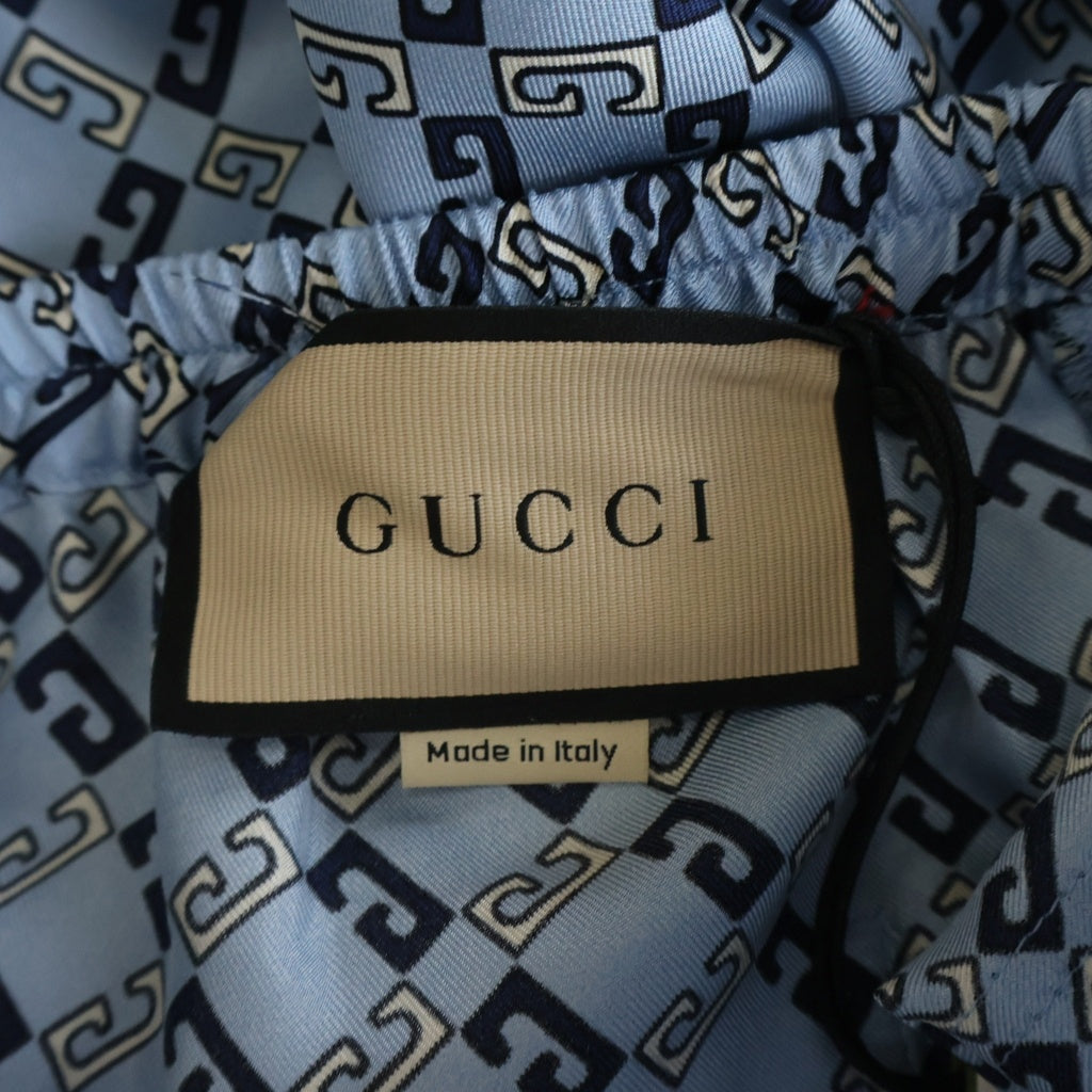 GUCCI(グッチ) Silk Shorts 総柄シルクショーツ ハーフパンツ ブルー 672698 ZAMZY