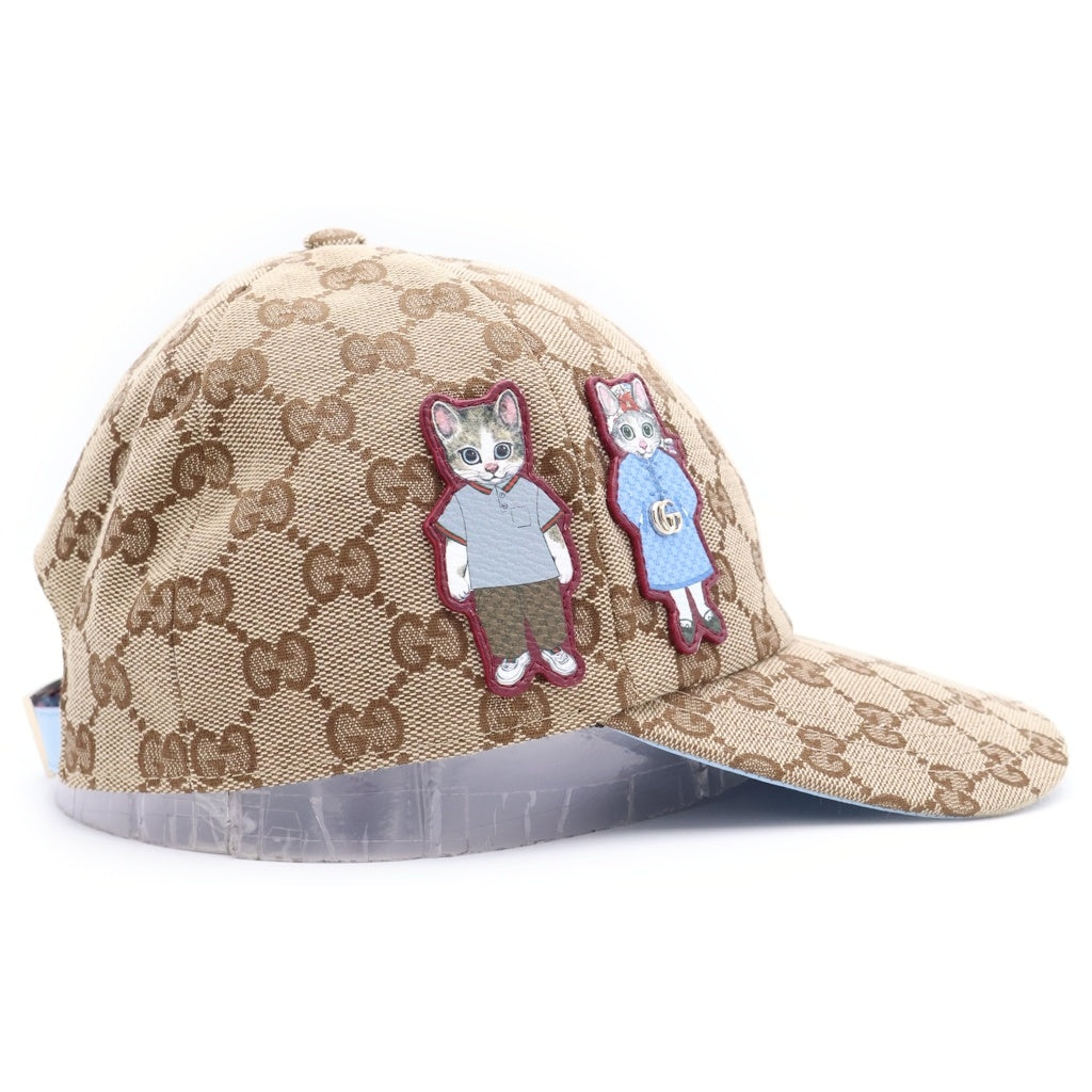GUCCI(グッチ) 25SS ×Higuchi Yuko GG Canvas Cap ヒグチユウコ GGキャンバス ベースボールキャップ 帽子 ベージュ/ブルー 847862 3HBFT レディース