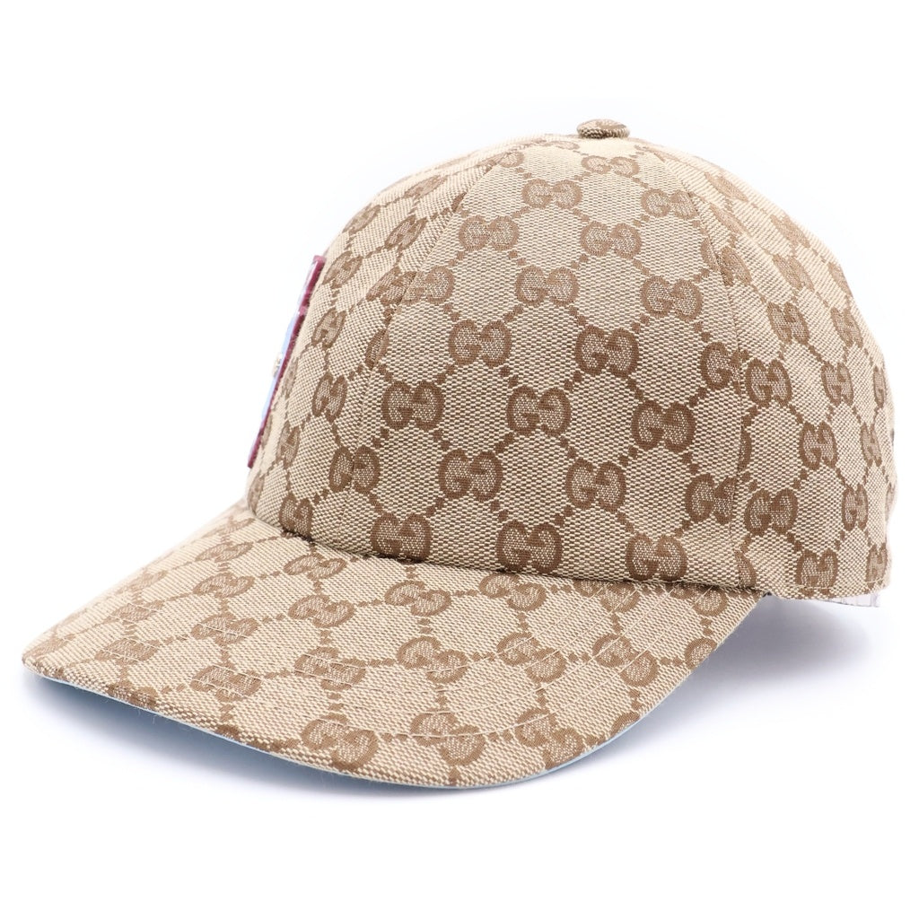 GUCCI(グッチ) 25SS ×Higuchi Yuko GG Canvas Cap ヒグチユウコ GGキャンバス ベースボールキャップ 帽子 ベージュ/ブルー 847862 3HBFT レディース