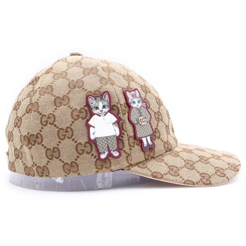 GUCCI(グッチ) 25SS ×Higuchi Yuko GG Canvas Cap ヒグチユウコ GGキャンバス ベースボールキャップ 帽子 ベージュ/ピンク 847862 3HBFT レディース