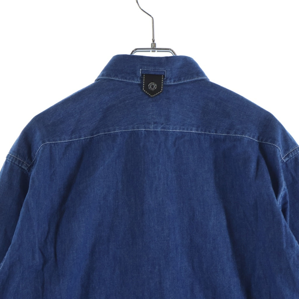 HERMES(エルメス) Denim Shirt セリエカフス レザー切替 長袖デニムドレスシャツ インディゴ