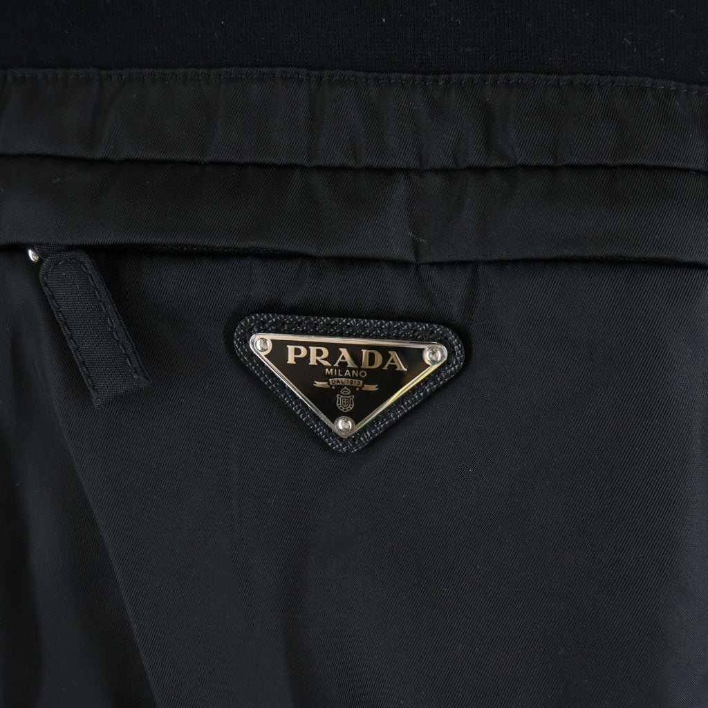 PRADA(プラダ) Sweatshirt ナイロン切替 トライアングルロゴ クルーネックスウェットトレーナー ブラック UJL096