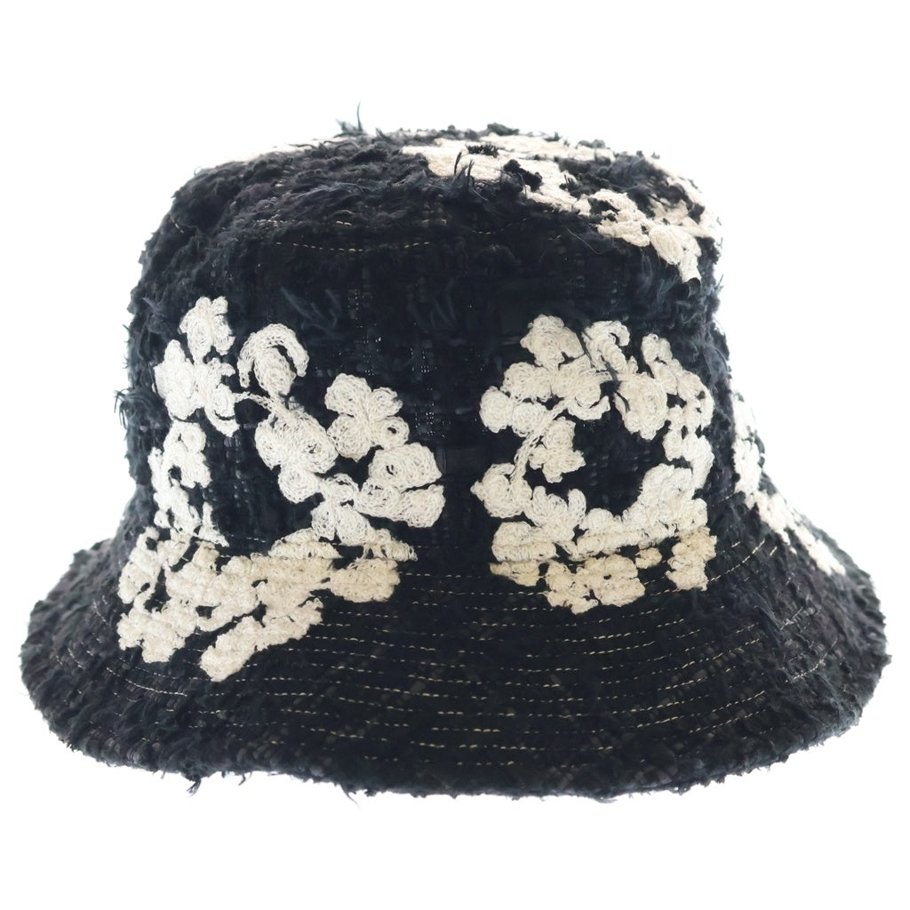 READY MADE(レディメイド) ×DENIM TEARS COTTON WREATH TWEED BUCKET HAT デニムティアーズ ツイード バケットハット 帽子 ブラック RE-DT-BK-00-00-16
