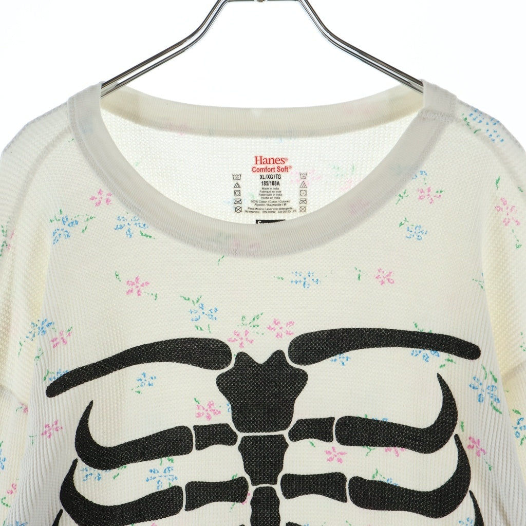 SUPREME(シュプリーム) 25AW Hanes Bones Thermal Crew Floral (1Pack) ヘインズ ボーン 花柄 サーマル長袖Tシャツ ロンT ホワイト