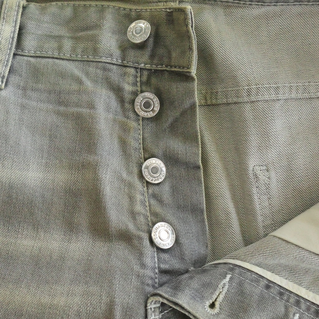 DSQUARED2(ディースクエアード) 19AW Skinny Dan Jean ダメージ加工 ペイント ボタンフライ デニムスキニーパンツ グレー S74LB0581