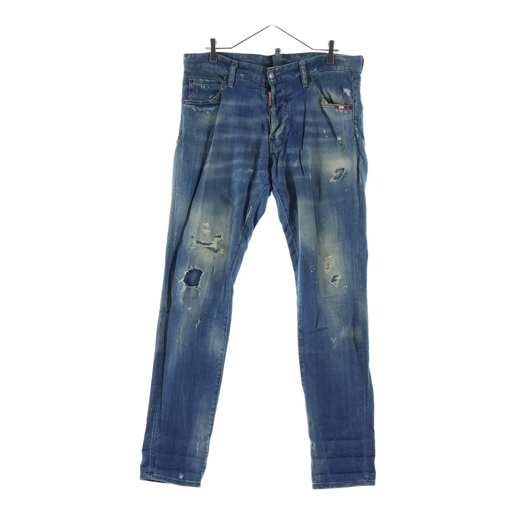 DSQUARED2(ディースクエアード) 18AW Cool Guy Jean ダメージ加工 ボタンフライ デニムスキニーパンツ インディゴ S74LB0428
