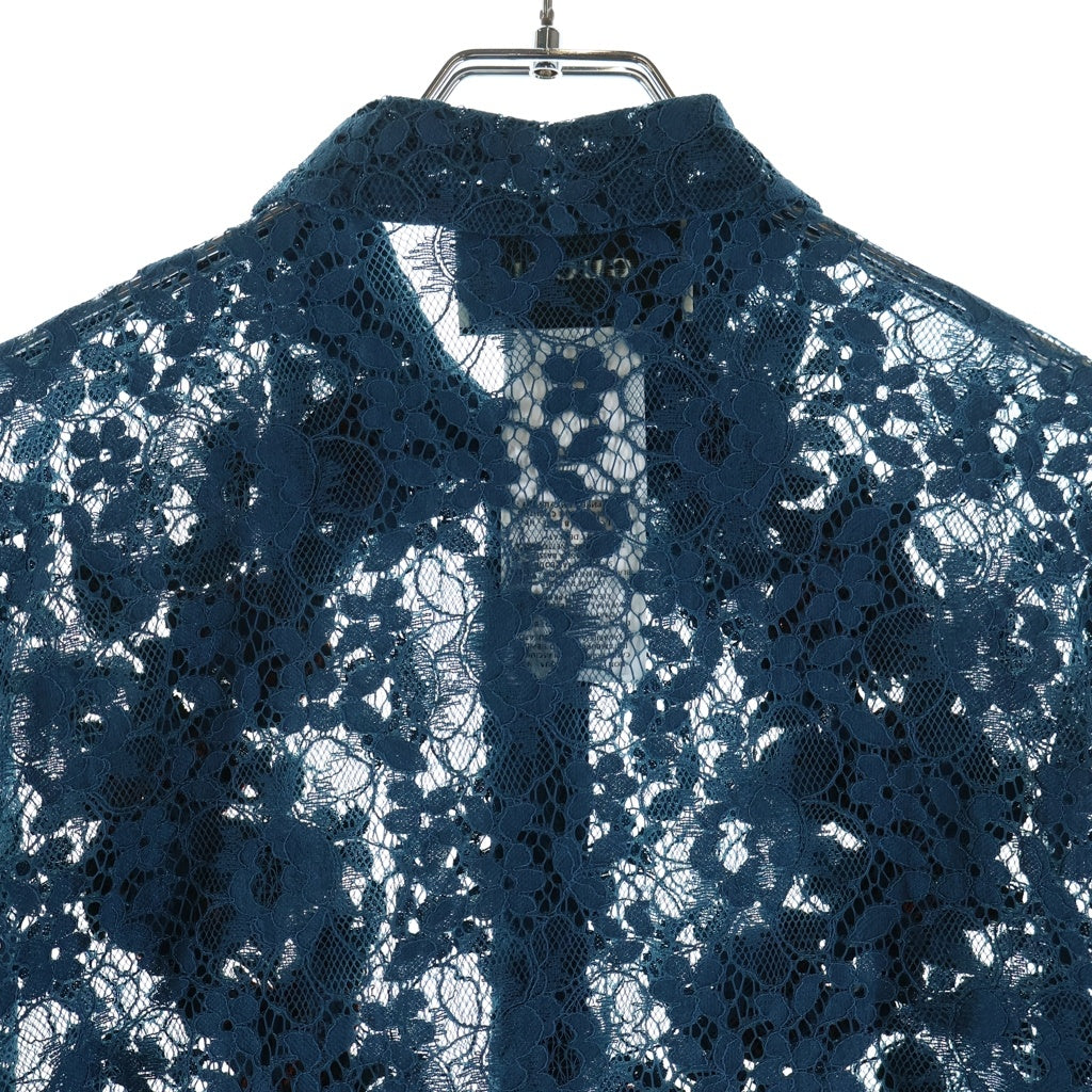 GUCCI(グッチ) 16SS Floral Shirt 花柄刺繍 レース長袖シャツ ネイビー 419616 ZGZ82 レディース