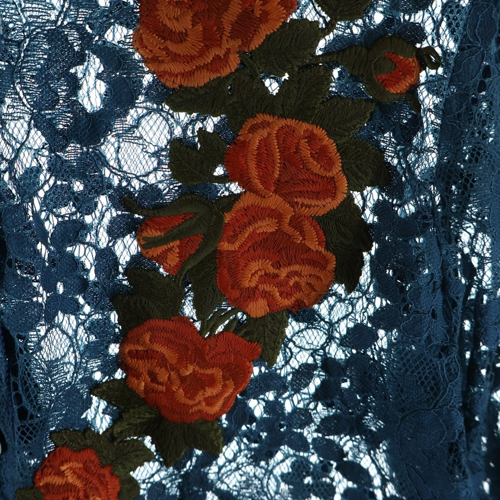 GUCCI(グッチ) 16SS Floral Shirt 花柄刺繍 レース長袖シャツ ネイビー 419616 ZGZ82 レディース