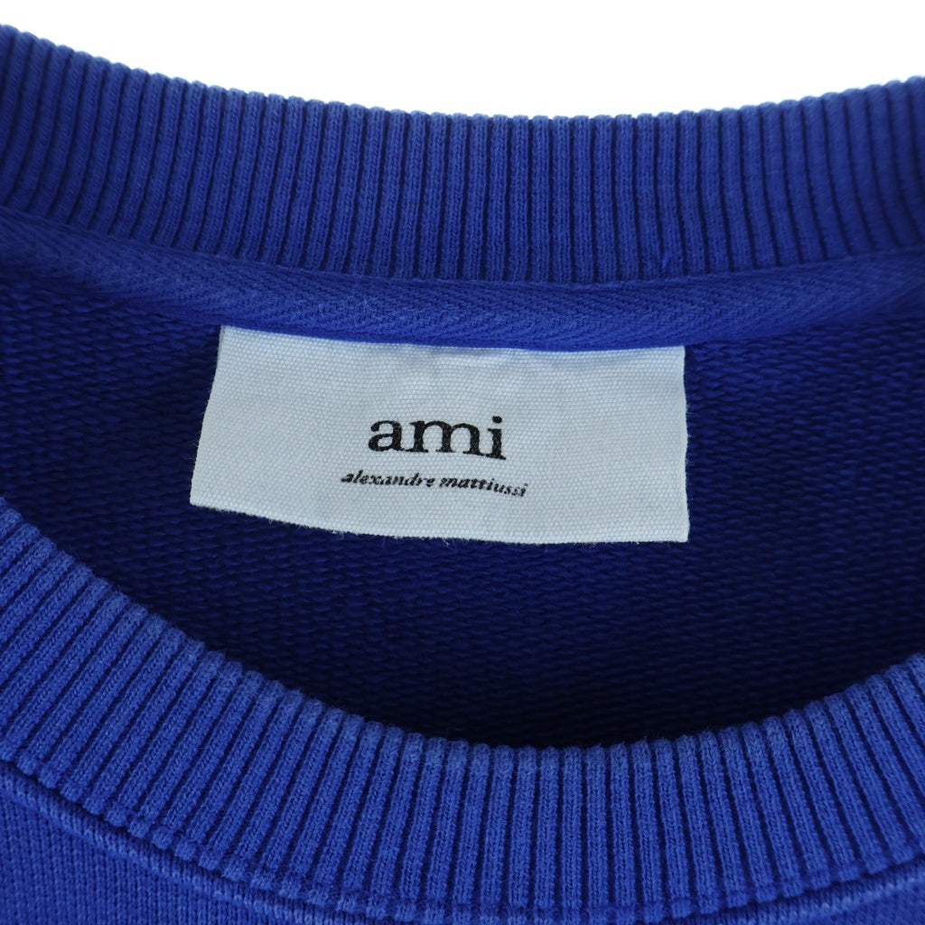 AMI Alexandre Mattiussi(アミアレクサンドルマテュッシ) Sweatshirt ハートロゴ刺繍 クルーネックスウェットトレーナー ブルー A21HJ028.747