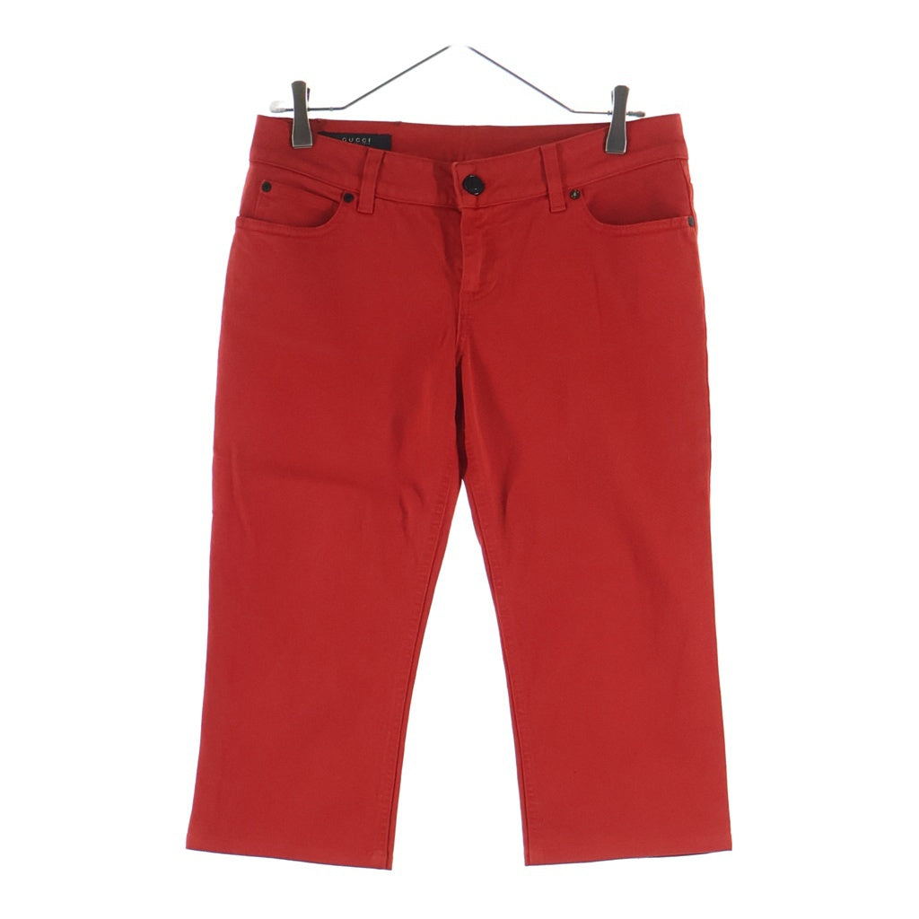 GUCCI(グッチ) Denim Pants レザーパッチ ロゴ刺繍 ストレッチデニムパンツ レッド 192481 XZ105