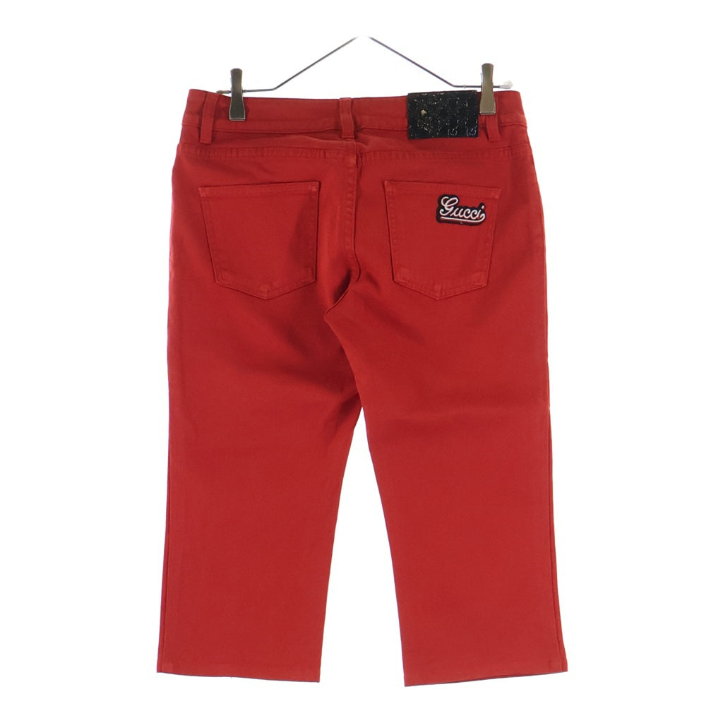GUCCI(グッチ) Denim Pants レザーパッチ ロゴ刺繍 ストレッチデニムパンツ レッド 192481 XZ105