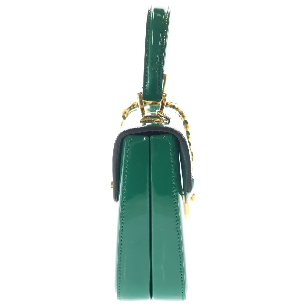 GUCCI(グッチ) Sylvie 1969 シルヴィ1969 パテントレザー ショルダーバッグ ハンドバッグ グリーン 589479 レディース