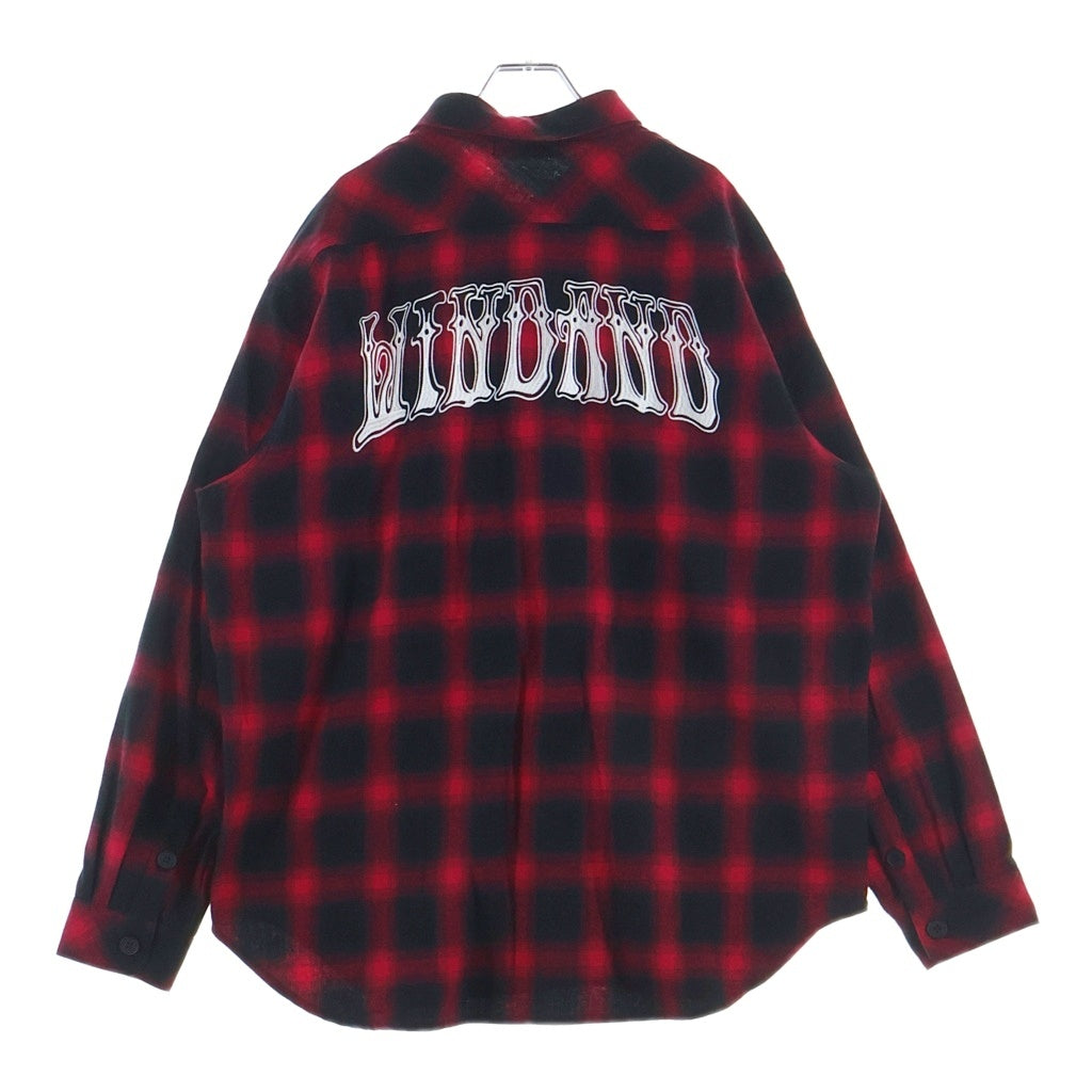 WIND AND SEA(ウィンダンシー) Check Shirt ロゴ刺繍 長袖チェックシャツ ネルシャツ レッド WDS-O-GRG-24-Q2-SH01