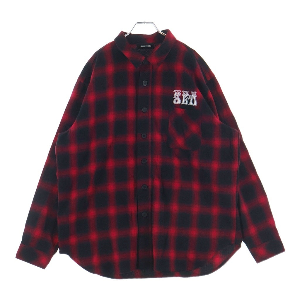 WIND AND SEA(ウィンダンシー) Check Shirt ロゴ刺繍 長袖チェックシャツ ネルシャツ レッド WDS-O-GRG-24-Q2-SH01