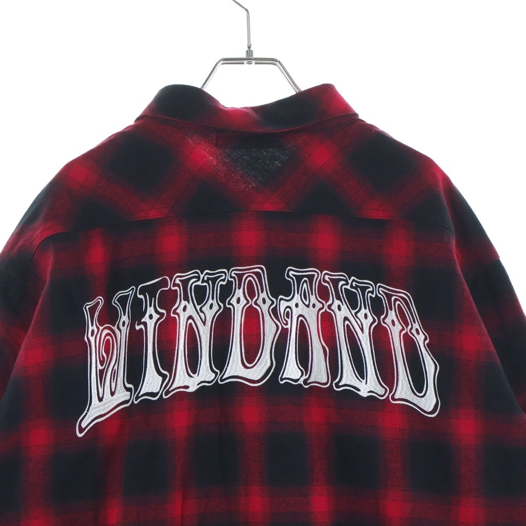 WIND AND SEA(ウィンダンシー) Check Shirt ロゴ刺繍 長袖チェックシャツ ネルシャツ レッド WDS-O-GRG-24-Q2-SH01
