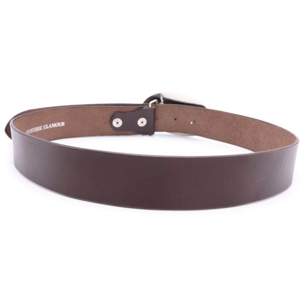 HYSTERIC GLAMOUR(ヒステリックグラマー) See No Evil Belt ロゴバックル レザーベルト ブラウン