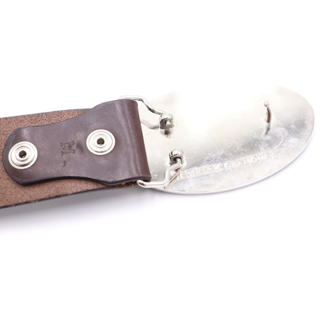 HYSTERIC GLAMOUR(ヒステリックグラマー) See No Evil Belt ロゴバックル レザーベルト ブラウン