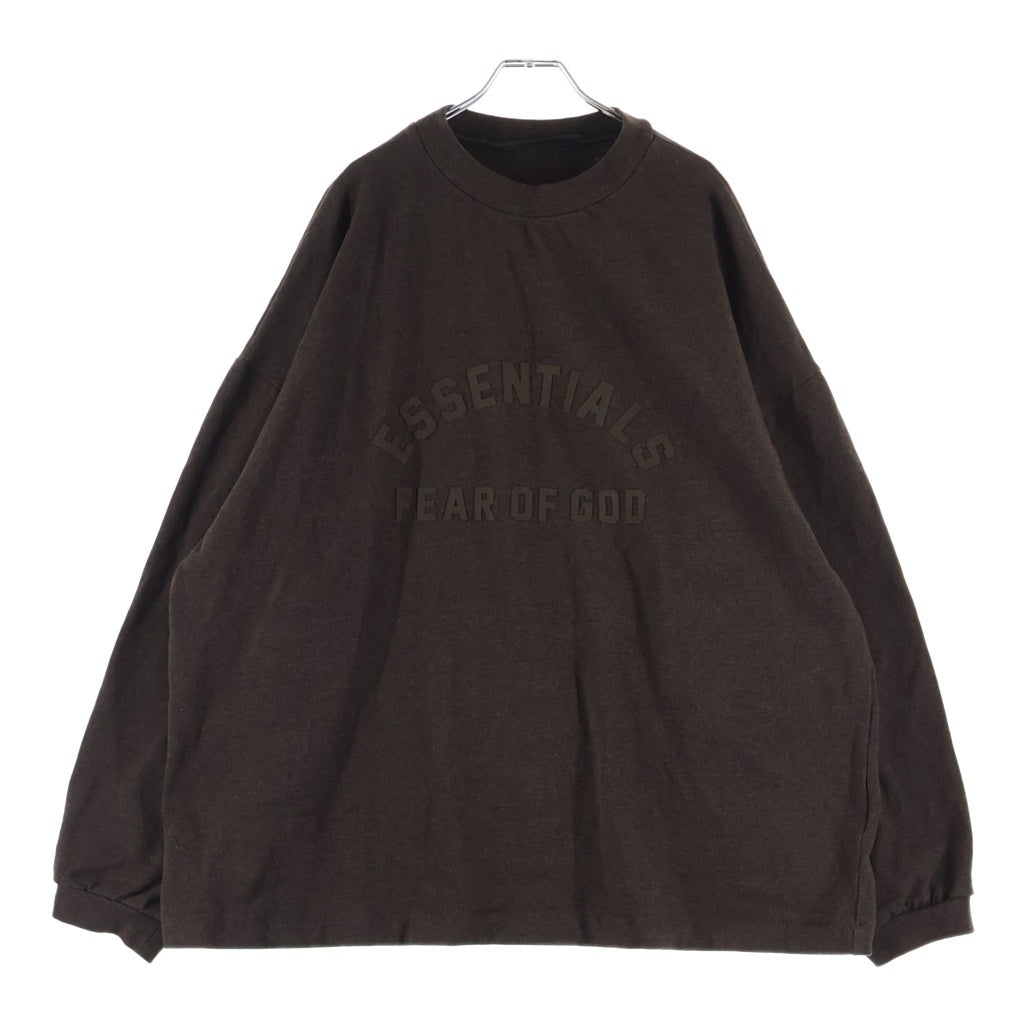 FEAR OF GOD ESSENTIALS(フィアオブゴッド エッセンシャルズ) HEAVY L/S T-SHIRT ラバーロゴ ヘビーオンス 長袖Tシャツ ロンT ブラウン