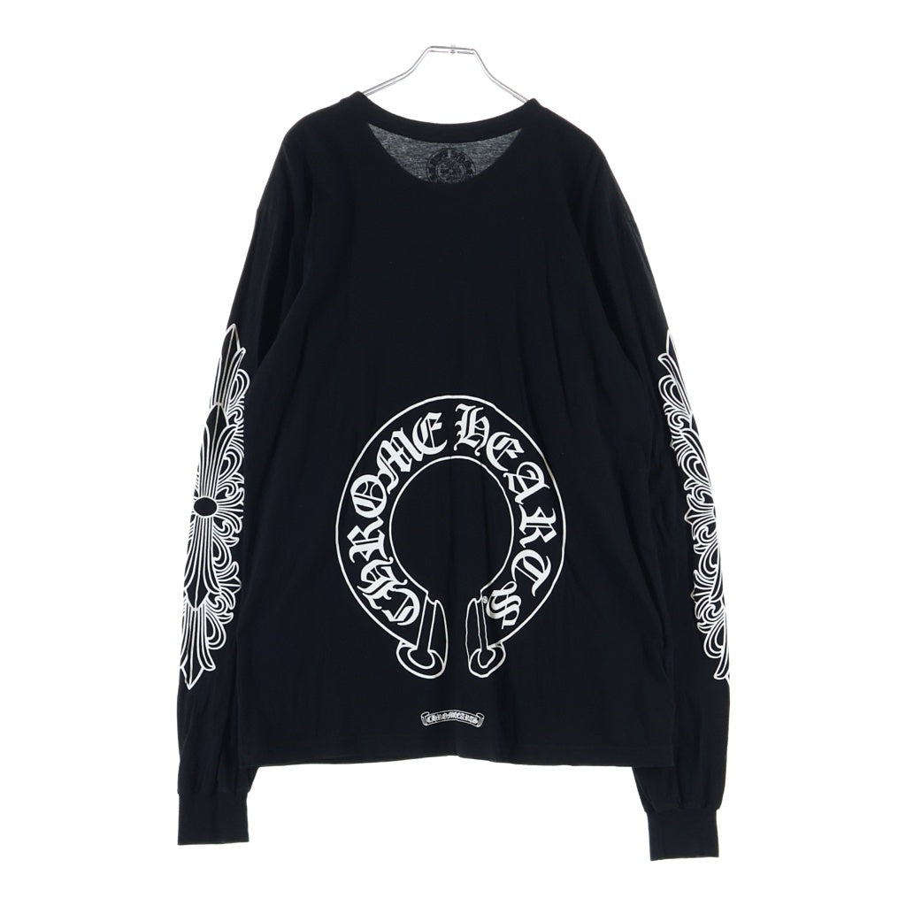 CHROME HEARTS(クロムハーツ) CH L/S T-SHIRT アームフローラル バックホースシュープリント 長袖Tシャツ ロンT ブラック