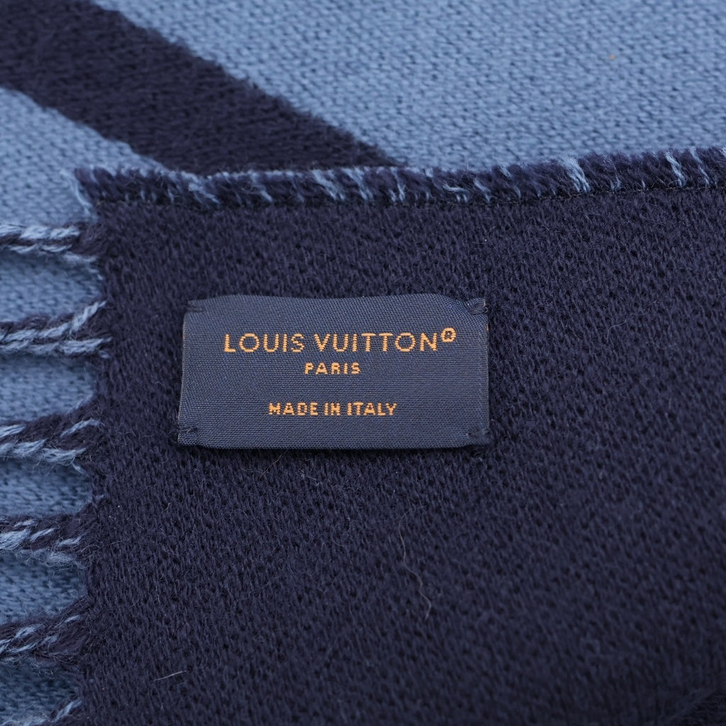 LOUIS VUITTON(ルイヴィトン) グラフィック デュアル カシミヤ混 ウールマフラー ストール ネイビー M78399