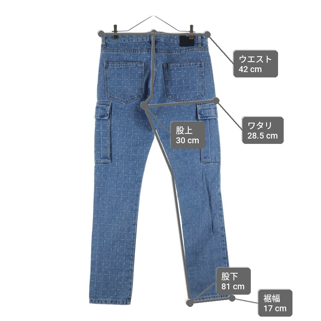 1017 ALYX 9SM(アリクス) Logo Check Denim Cargo 総柄 デニムカーゴパンツ インディゴ