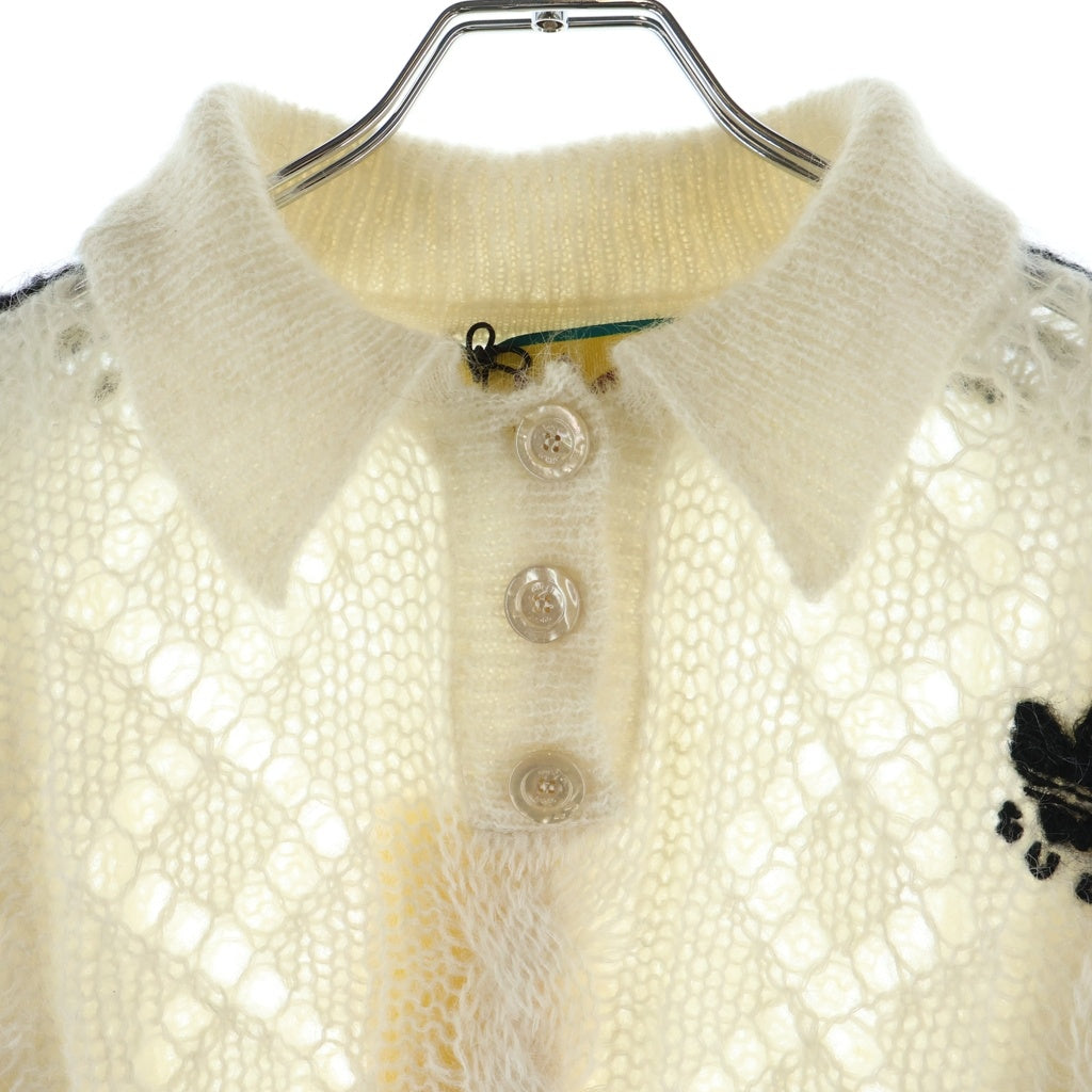 GUCCI(グッチ) ×adidas Embroidered Logo Knit アディダス モヘアニットセーター ホワイト レディース 717297 XKCMO