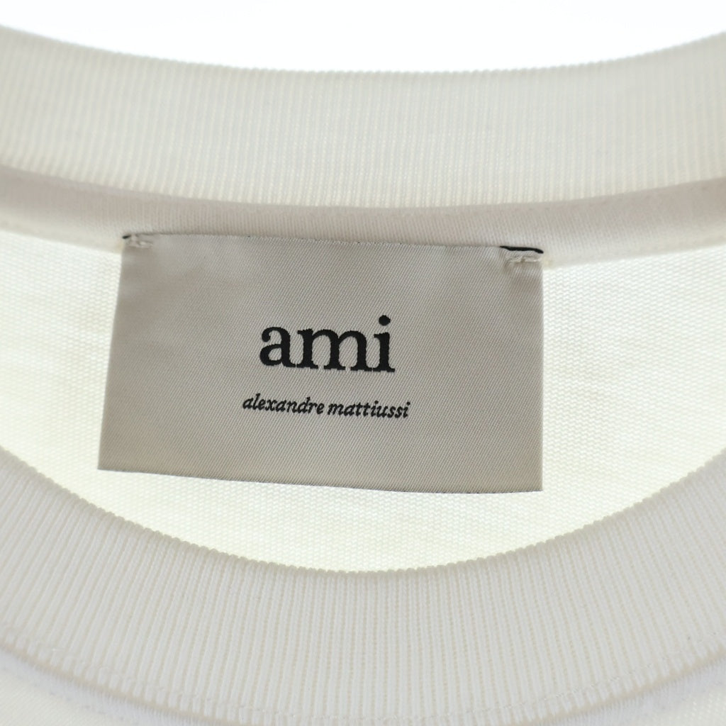 AMI Alexandre Mattiussi(アミアレクサンドルマテュッシ) T-Shirt ハートロゴ刺繍 半袖Tシャツ ホワイト UTS360.701