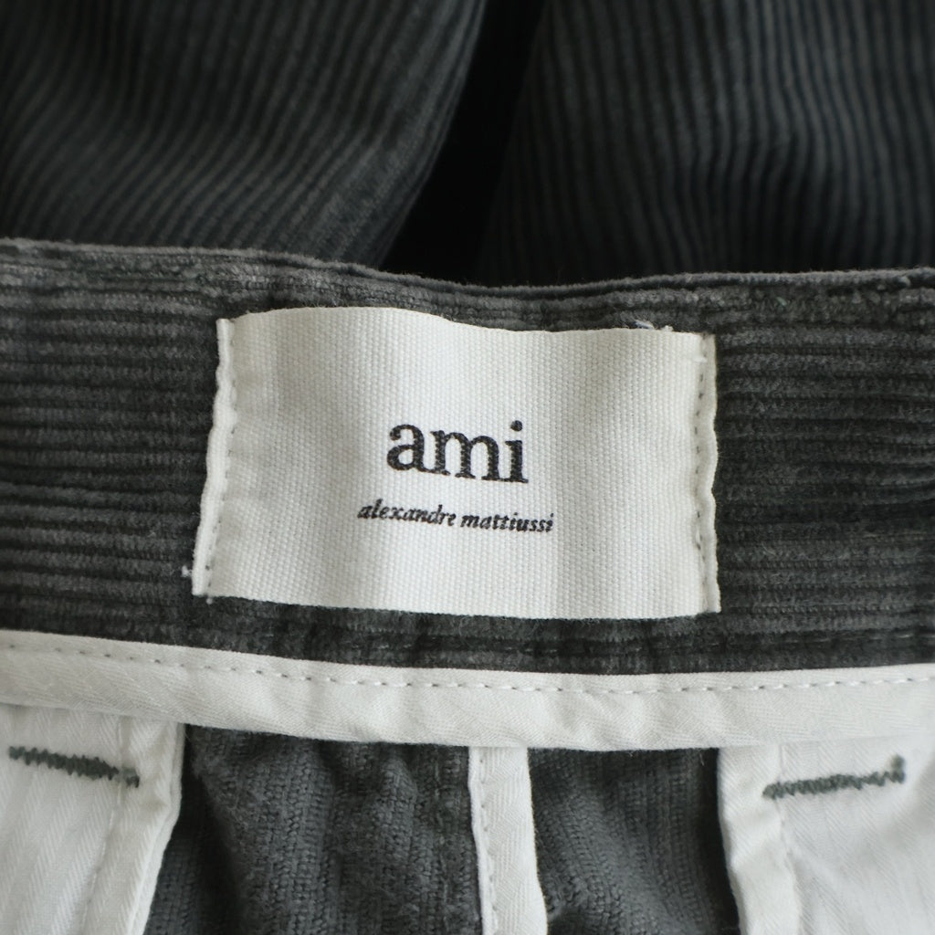 AMI Alexandre Mattiussi(アミアレクサンドルマテュッシ) Corduroy Trousers ハートロゴ刺繍 コーデュロイパンツ グレー H21HT617.449