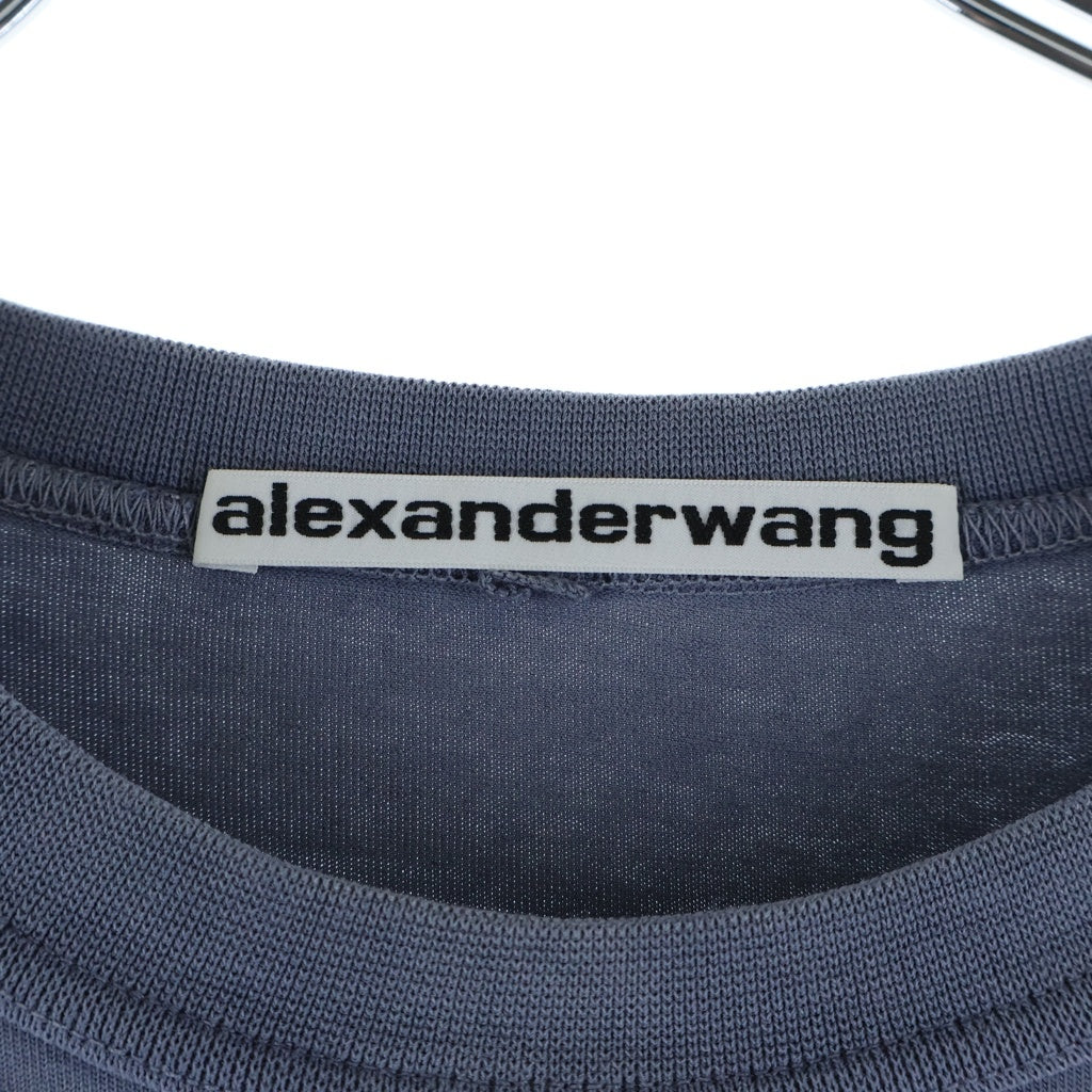 ALEXANDER WANG(アレキサンダーワン) L/S T-Shirt グリッターエンボスロゴ 長袖Tシャツ ロンT ネイビー